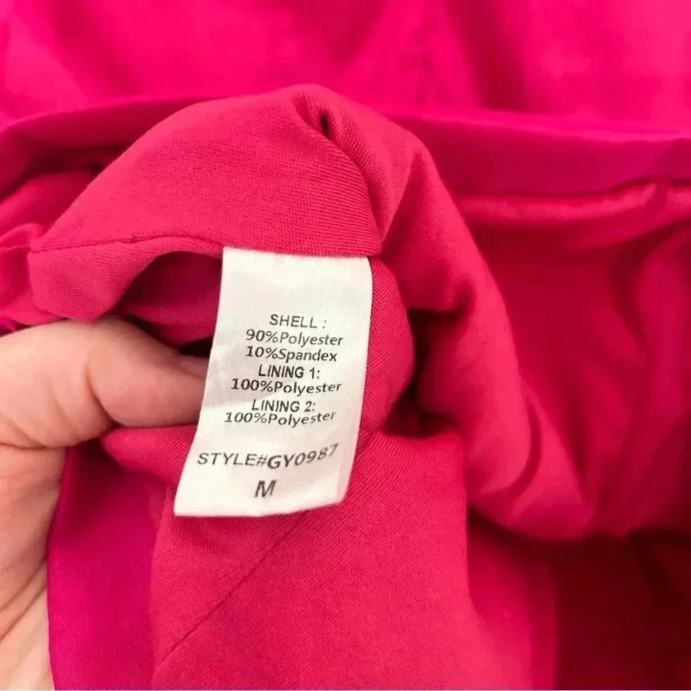 Do + Be • Hot Pink Mini Fitted Cocktail V Neck Ruffle Party Dress Sz M - Picture 9 of 10